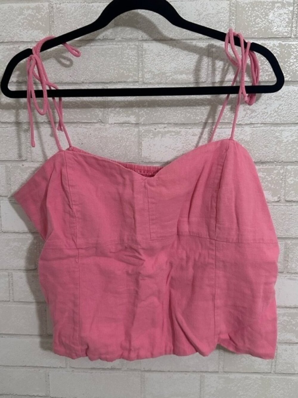 Pink Linen Strap Crop Top Size XL